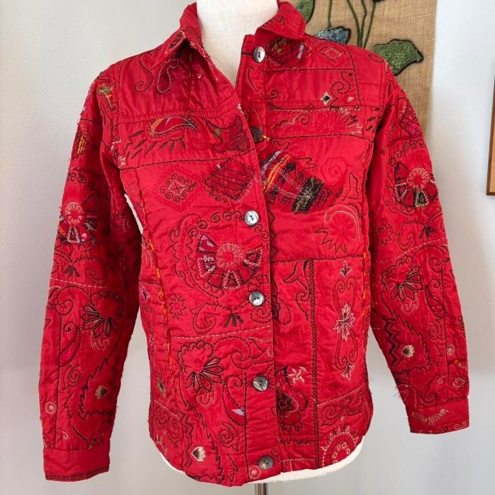Red Patchwork Chore Jacket